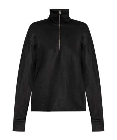 Jil Sander Half-zipped Sweatshirt In Black