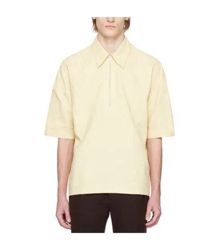 Jil Sander Half-zipper Short-sleeved Shirt In White