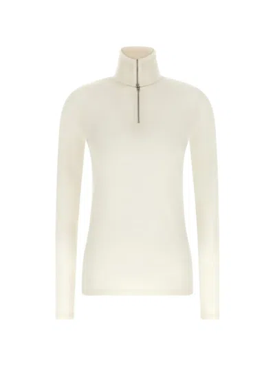 Jil Sander Virgin Wool Half-zip Turtleneck Sweater In Multi
