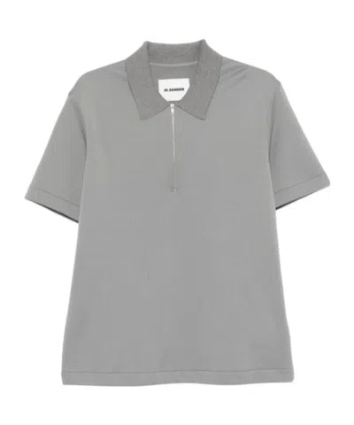 Jil Sander Half-zip Polo Shirt In Gray