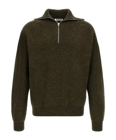 JIL SANDER RIBBED HALF-ZIP SWEATER