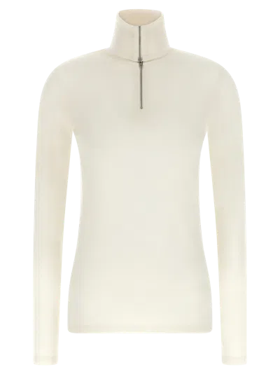 Jil Sander Half-zip Virgin Wool Blend Sweater In Neutral
