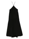 Jil Sander Fitted Bodice Silk Blend Dress In Black