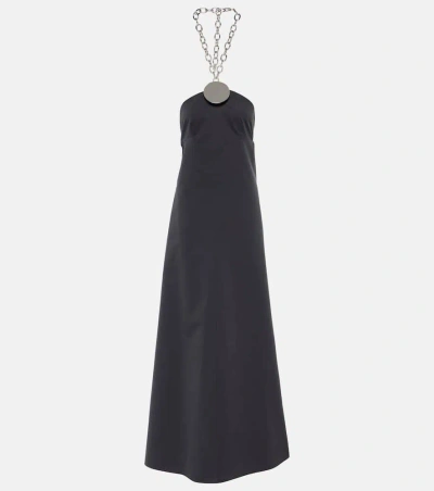 Jil Sander Halterneck Cotton And Silk Maxi Dress In Black