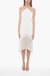 Jil Sander Halterneck Dress With Beaded Fringes In White