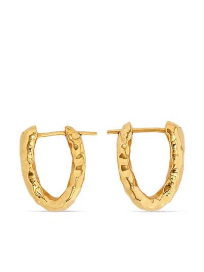 Jil Sander Hammered Hoop Earrings In Gold