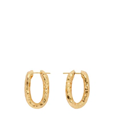 Jil Sander Hammered Hoop Earrings In Gold