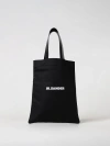Jil Sander Woman Handbag Black Size - Cotton, Linen, Cow Leather In Black