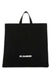Jil Sander Black Canvas Shopping Bag In Black