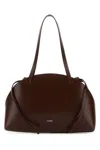 Jil Sander 'curve Medium' Brown Shoulder Bag With Embossed Logo On The Front And Curved Design