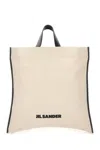 Jil Sander Canvas Tote Bag With Leather Flat Handles In 280