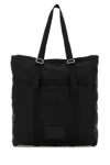Jil Sander Black Fabric Shopping Bag In Black