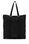Jil Sander Black Fabric Shopping Bag In Black