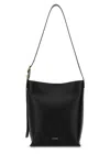 Jil Sander Cannolo Leather Shoulder Bag Adjustable Strap In Black