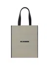 Jil Sander Natural White Cotton Border Book Tote Bag In White