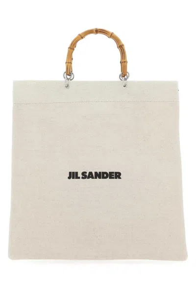Jil Sander Man Sand Canvas Handbag In Brown
