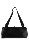 Jil Sander Leather Crossbody Bag With Fabric Strap In Black