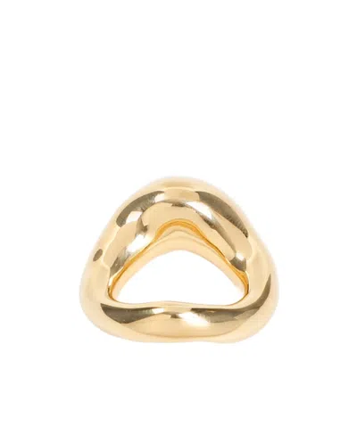 Jil Sander Handcrafted Brass Ring In Yellow