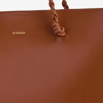 Jil Sander Hand-knotted Leather Tote Bag In Brown