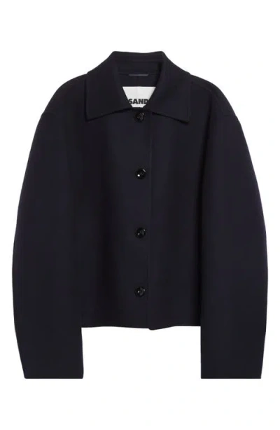 Jil Sander Handmade Double Face Wool Short Jacket In Blue