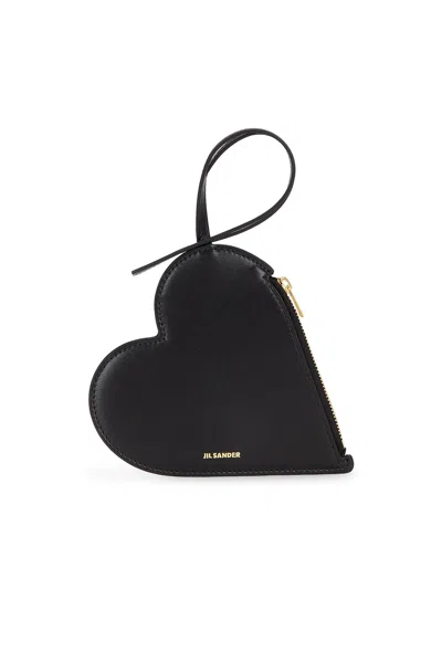 Jil Sander Heart Pouch Bag In Black