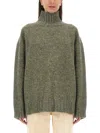 Jil Sander Alpaca Blend Knit Turtleneck Sweater In Green