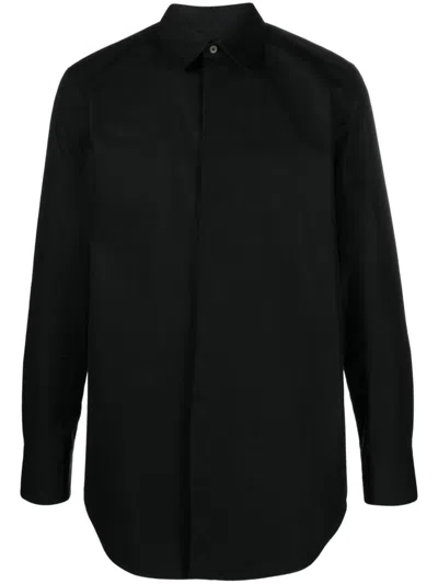Jil Sander Heavy Buttoned Cotton Shirt In Black