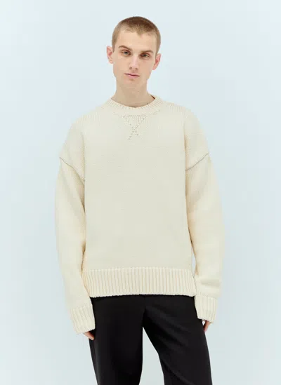 Jil Sander Heavy-knit Crewneck Sweater In White