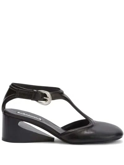 Jil Sander Heeled Mary Jane Shoes In Black