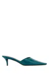 Jil Sander Teal Green Leather Mules