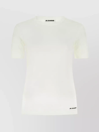 Jil Sander Hem Logo Print T-shirt In White