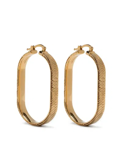 Jil Sander Herringbone-textured Oval Earrings In Gold