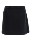 Jil Sander Herringbone Wool Mini Skirt In Black