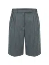 Jil Sander Herringbone-pattern Pleated Shorts In Multi