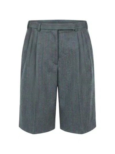 Jil Sander Herringbone-pattern Pleated Shorts In Multi