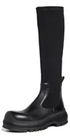 Jil Sander Black Leather Tall Boots In Black