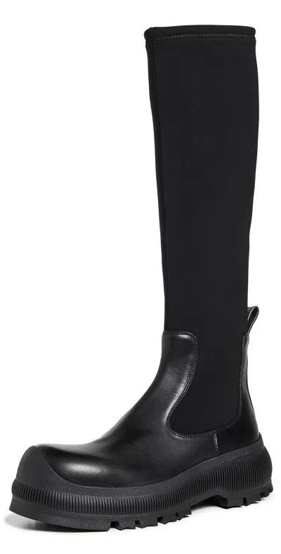 Jil Sander Black Leather Tall Boots In 001 Black