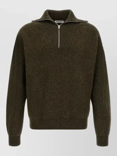 Jil Sander Green Half Zip Sweaters