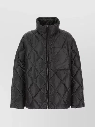 Jil Sander High Collar Nylon Down Jacket In Black