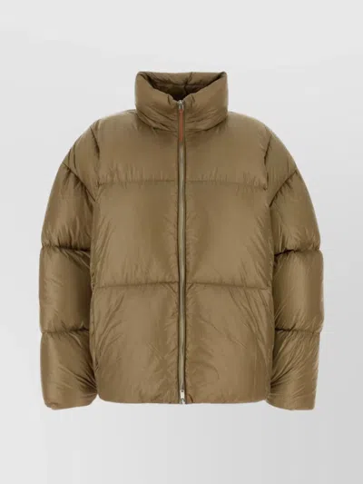Jil Sander High Collar Puffer Quilted Texture Jacket In White