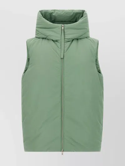 Jil Sander High Collar Sleeveless Quilted Jacket In Animal Print