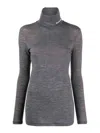 Jil Sander Logo Wool Blend Jersey Turtleneck Top In Grey
