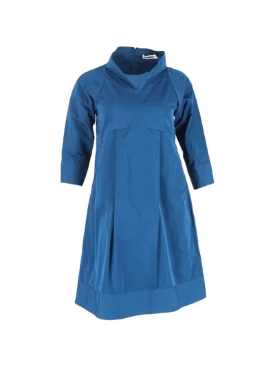 Pre-owned Jil Sander High-collared Sleeved Dress In Blue