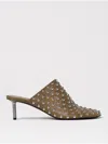 Jil Sander Studded Mule With 50mm Kitten Heel In Green