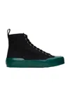 Jil Sander Two-tone Canvas High-top Sneakers In Black