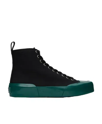 Jil Sander Two-tone Canvas High-top Sneakers In 83 - Jungle