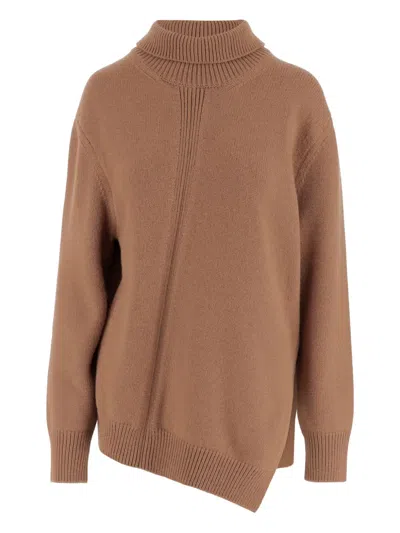 JIL SANDER HIGH-NECK ASYMMETRICAL SWEATER