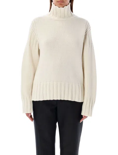 Jil Sander High Neck Cashmere In Beige