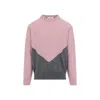 Jil Sander High Neck Color-blocked Sweater With Chevron Design In Pink