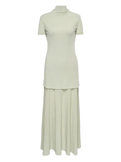 JIL SANDER HIGH-NECK FLARED DRESS